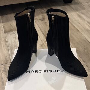 Marc Fisher Black Ribbed Ankle Booties